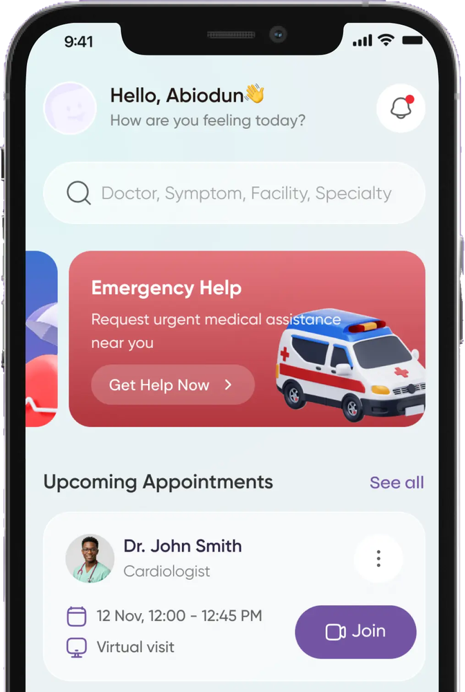 QwikCare app — provider matching screen